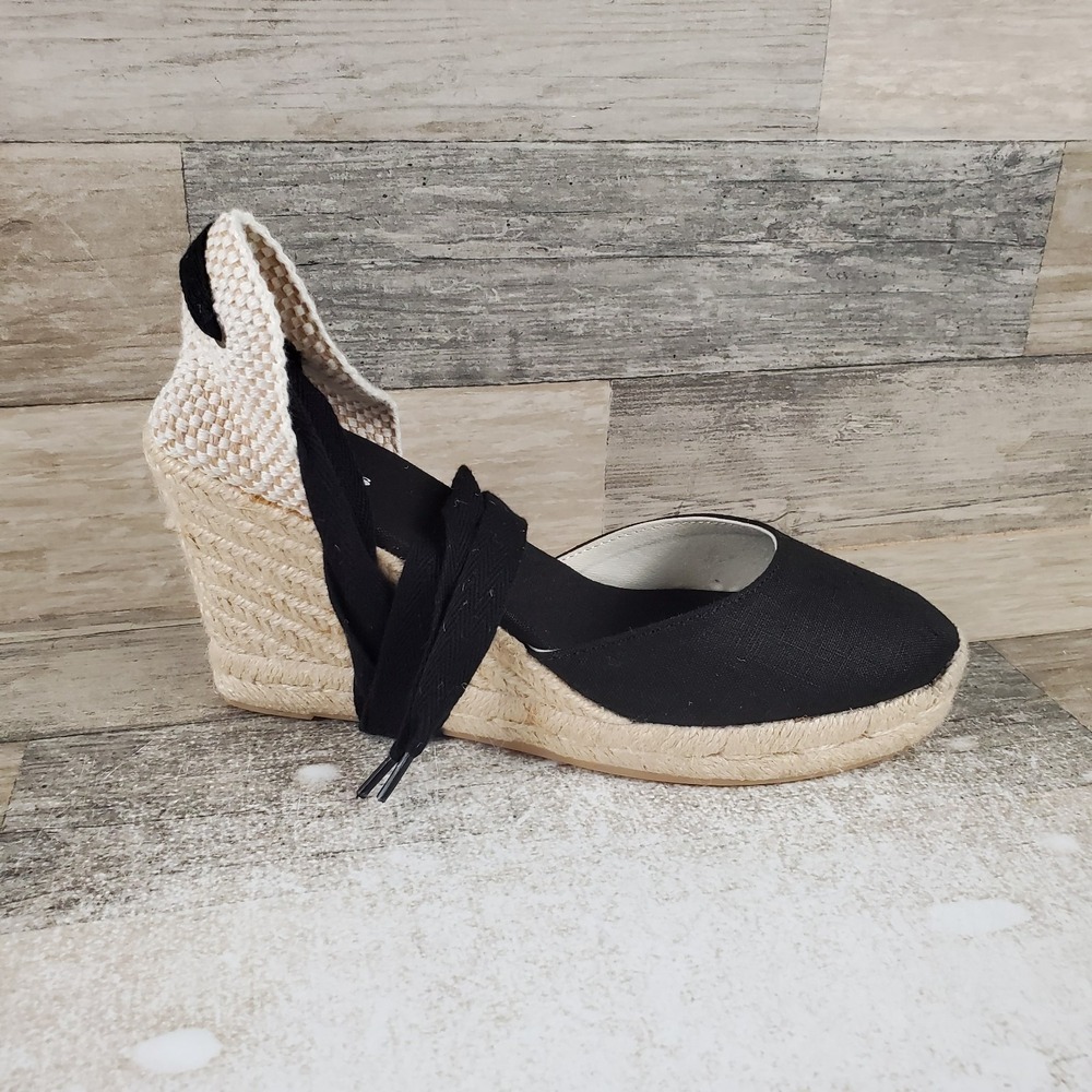 Soludos Marseille Womens Wedge Espadrille Sandals Size 9.5 Noche Black Classic